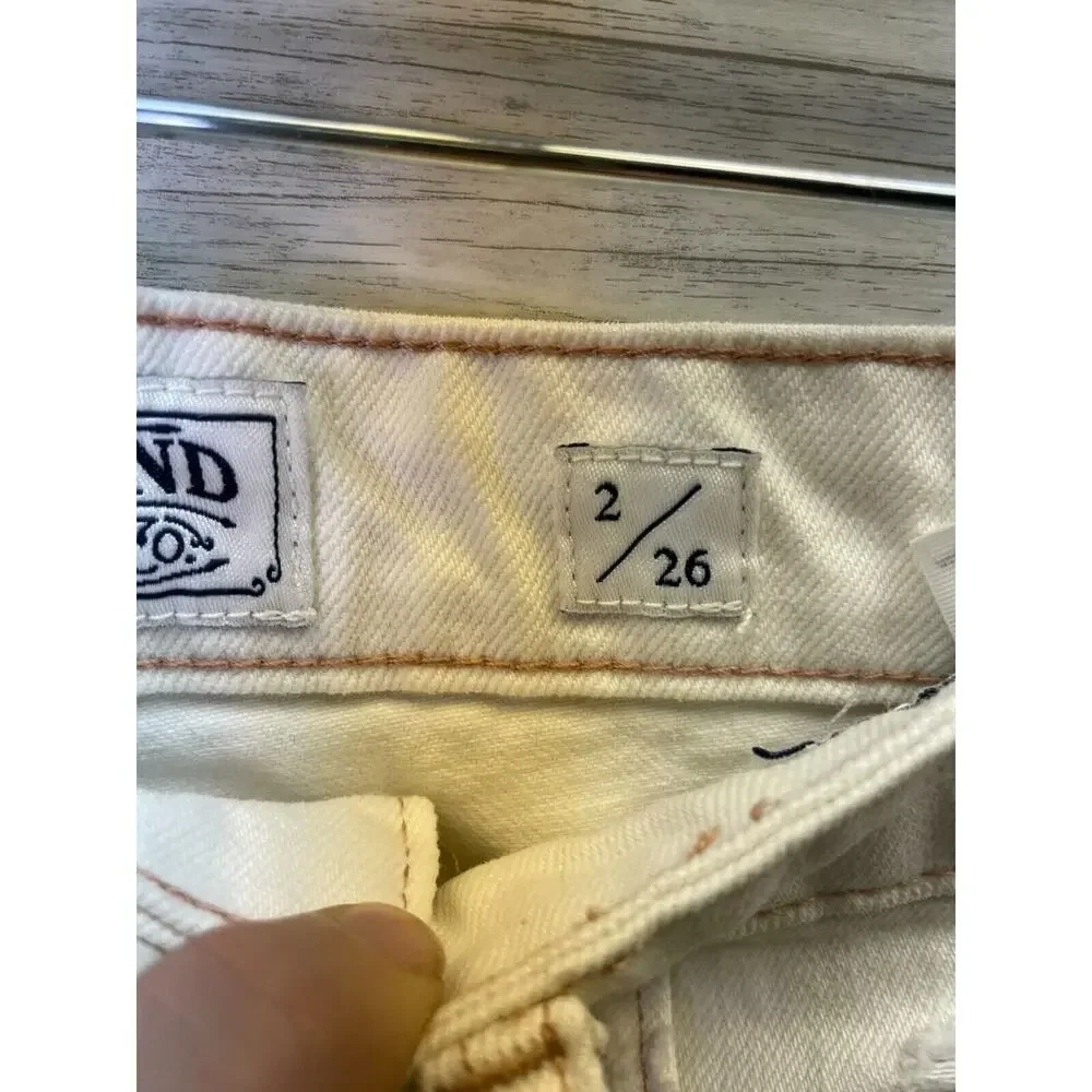 Lucky Brand Womens White Denim Distressed Bermuda Shorts 26 Lucky Pins 7WD10771